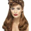 40's Vintage Pruik, Kastanjebruin -PartyWonders Store 40s vintage pruik kastanjebruin