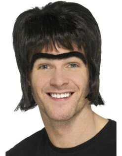 90's Retro Britpop Pruik, Zwart