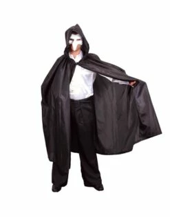 Cape Satijn Luxe Met Capuchon Zwart