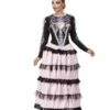 Day Of The Dead Pastel Dameskostuum, Roze/Zwart -PartyWonders Store day of the dead pastel dameskostuum roze zwart