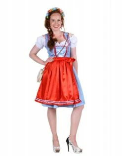 Dirndl Jurk ''Lisa'', Blauw-Rood -PartyWonders Store dirndl jurk lisa blauw rood 3