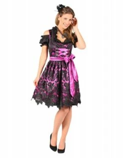 Dirndl Jurk ''Viktoria'', Zwart-Paars
