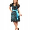Dirndl Jurk ''Viktoria'', Zwart-Turquoise -PartyWonders Store dirndl jurk viktoria zwart turquoise