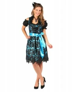 Dirndl Jurk ''Viktoria'', Zwart-Turquoise