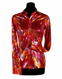 Disco Shirt Dame, Rood -PartyWonders Store disco shirt dame rood 1