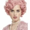 Jaren 20 Flirty Flapper Pruik Deluxe, Pastel Pink -PartyWonders Store jaren 20 flirty flapper pruik deluxe pastel pink