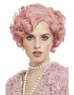 Jaren 20 Flirty Flapper Pruik Deluxe, Pastel Pink