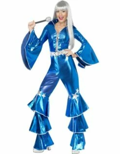Jaren 70 Dancing Queen Kostuum, Blauw -PartyWonders Store jaren 70 dancing queen kostuum blauw 2