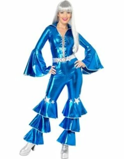 Jaren 70 Dancing Queen Kostuum, Blauw -PartyWonders Store jaren 70 dancing queen kostuum blauw 4