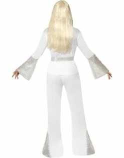 Jaren 70 Disco Dameskostuum, Wit -PartyWonders Store jaren 70 disco dameskostuum wit 1