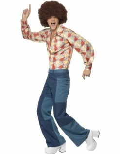 Jaren 70 Retro Kostuum Heren, Blauw -PartyWonders Store jaren 70 retro kostuum heren blauw 1