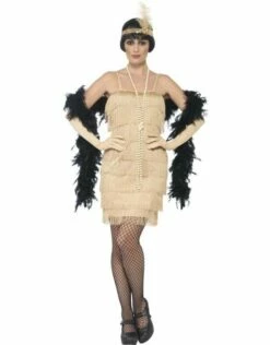 Korte Flapper Charleston Jurk Goud -PartyWonders Store korte flapper charleston jurk goud 3