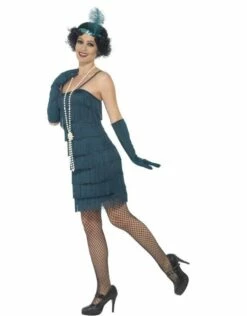 Korte Flapper Charleston Jurk Groen -PartyWonders Store korte flapper charleston jurk groen 3