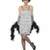 Korte Flapper Charleston Jurk Zilver -PartyWonders Store korte flapper charleston jurk zilver