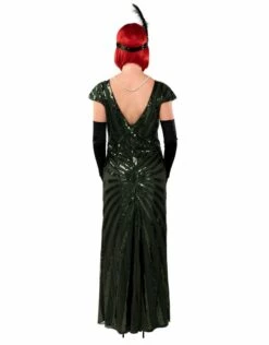 Lange Charleston Jurk Met Pailletten, Groen -PartyWonders Store lange charleston jurk met pailletten groen 2
