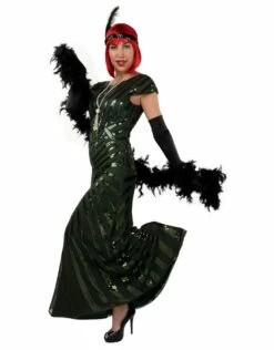 Lange Charleston Jurk Met Pailletten, Groen