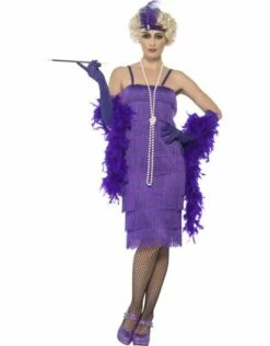 Lange Flapper Charleston Jurk Paars