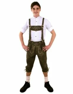 Lederhose Groen Deluxe Knee-over + Borduur (echt Leer)