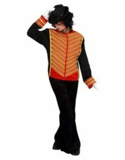 Michael Jackson Jas Zwart/rood Met Gouden Bies