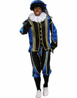 Piet Velours De Panne Met Cape "Bilbao", Blauw-Zwart