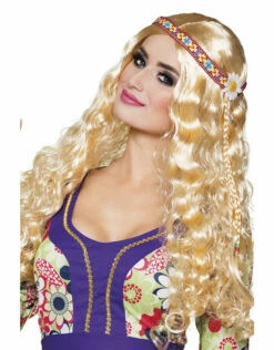 Pruik Hippie Met Hoofdband Blond -PartyWonders Store pruik hippie met hoofdband blond 1