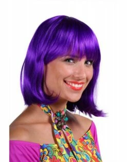 Pruik Luxe Samantha, Paars -PartyWonders Store pruik luxe samantha paars 1