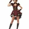 Steampunk Dame Bordeaux Rood/Bruin -PartyWonders Store steampunk dame bordeaux rood bruin