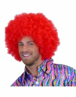Super Afro Pruik Felrood