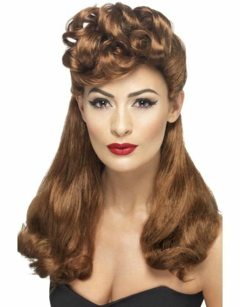 Halloween Sales Store -PartyWonders Store 40s vintage pruik kastanjebruin 768x983 1